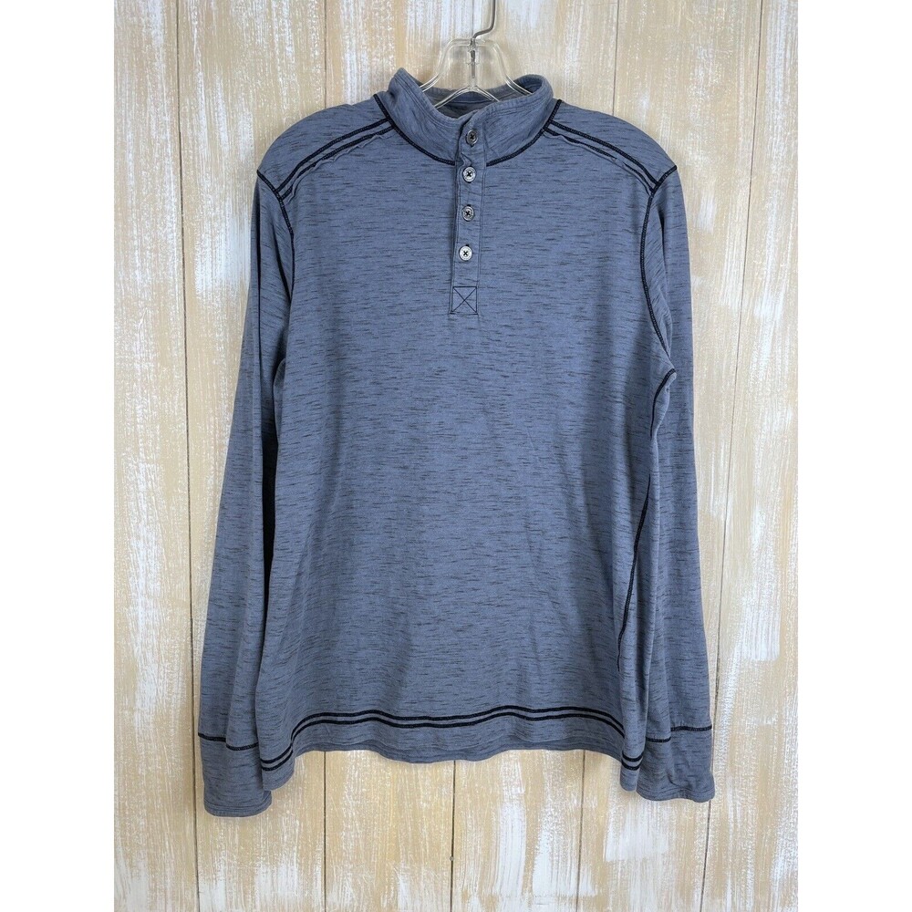 Ecoths Men’s Henley Pullover Shirt Size Medium Grey Long Sleeve Knit Style
